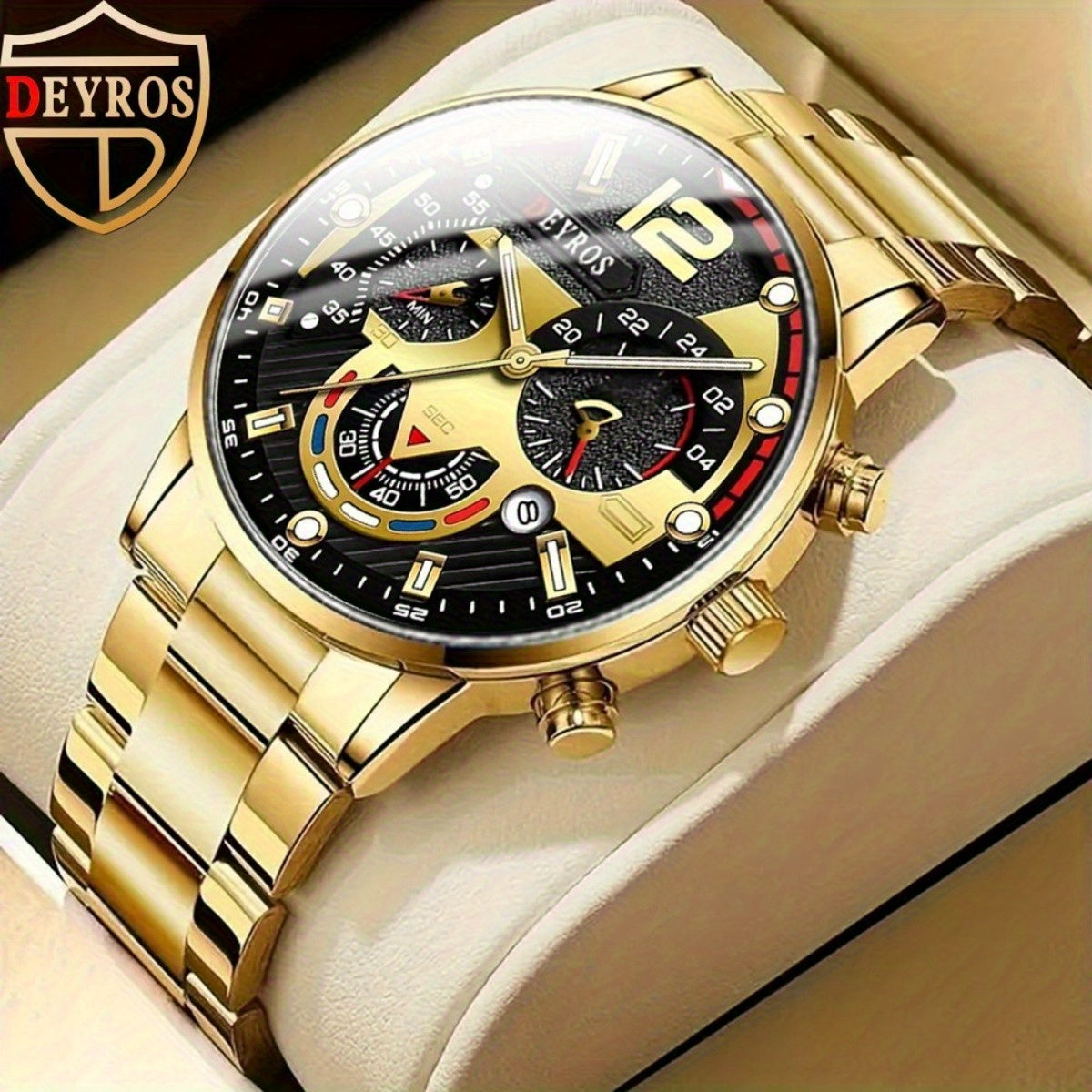 Coffret cadeau 12 pièces pour homme : montre et bijoux hip-hop – 3 montres analogiques à quartz + ensemble de 9 pièces comprenant bracelets, colliers et bagues, cadeau idéal pour Noël et les anniversaires