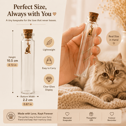 Ensemble de bocaux souvenirs pour poils d'animaux, 2 pièces – Flacons de mémoire en verre avec breloque chat dorée pour poils, moustaches et petits mots, cadeau de commémoration pour amoureux des chiens et chats