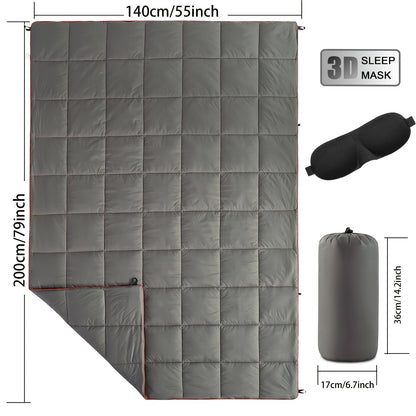 Couverture de camping matelassée pour extérieur 140x200 cm, légère, alternative au duvet, ultra chaude, couette de hamac – Couverture de camping imprimée pour les voyages, pique-niques, fêtes sur la plage et temps froid | 140x200 cm