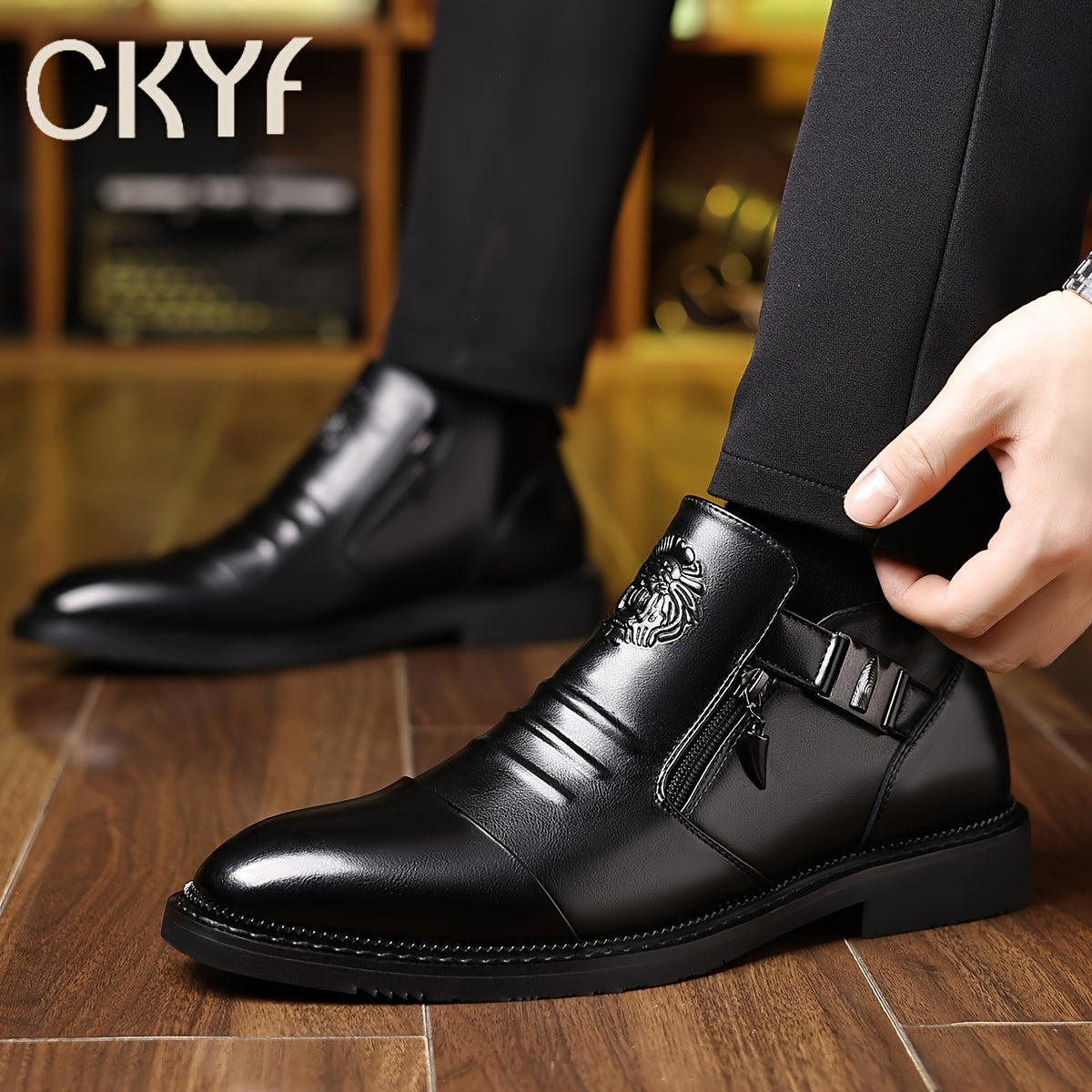 Bottines Chelsea pour homme en cuir gaufré – Style habillé décontracté à enfiler, noir et marron, pointures larges US 8-13,5, semelle confortable antidérapante, parfaites pour le travail, le bureau et le quotidien