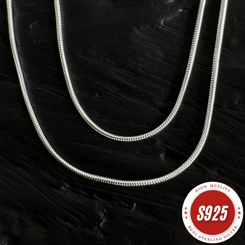 Collier chaîne serpent en argent sterling 925 de 1 mm – Collier superposable hypoallergénique et résistant au ternissement pour femmes et hommes, design minimaliste classique, cadeau idéal pour Noël, la Saint-Valentin et les anniversaires