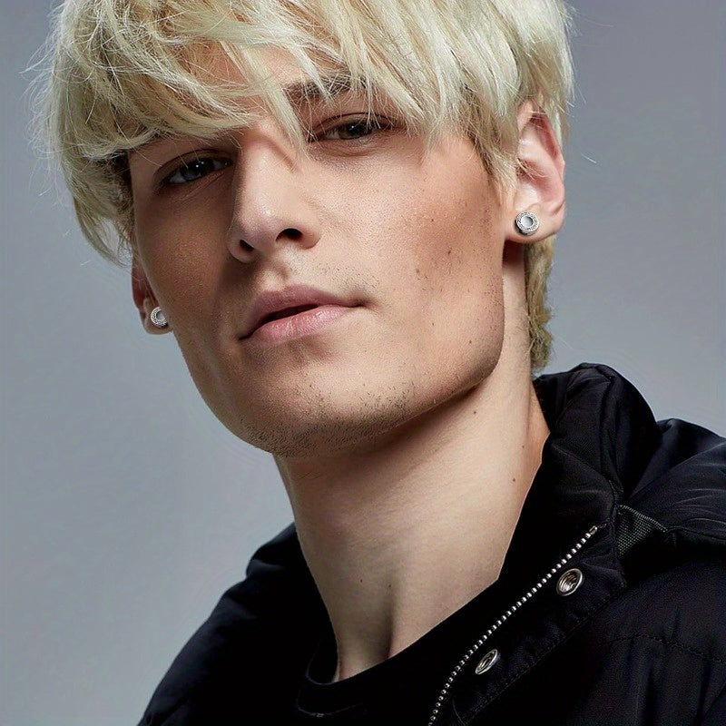Lot de 16 fausses boucles d'oreilles écarteurs pour hommes et femmes – Clous d'oreilles style plug en acier inoxydable 316L, 8 mm, styles variés noirs et argentés, ensemble de boucles d'oreilles hypoallergéniques, idéal pour un cadeau