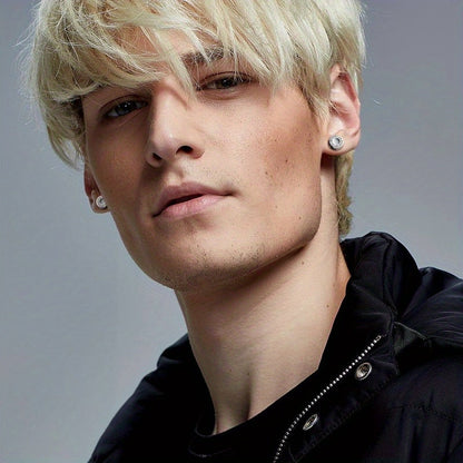 Lot de 16 fausses boucles d'oreilles écarteurs pour hommes et femmes – Clous d'oreilles style plug en acier inoxydable 316L, 8 mm, styles variés noirs et argentés, ensemble de boucles d'oreilles hypoallergéniques, idéal pour un cadeau