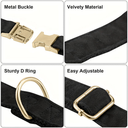 Collier avec nœud papillon pour chien en velours réglable avec boucle en métal - Collier avec nœud papillon mignon pour chiot, tailles S-XL pour chiens petits, moyens et grands, 12 couleurs, cadeau durable et élégant pour chien