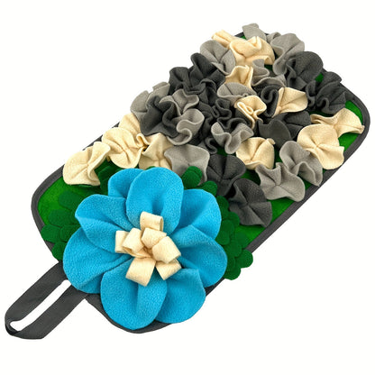 Interactive Snuffle Mat for Small Pets, Rabbit & Hamster Foraging Pad with Flower Design & Non-Slip Base, Mental Stimulation Feeding Toy for Guinea Pigs, Hedgehogs & Small Animals, Enrichment Activity Mat