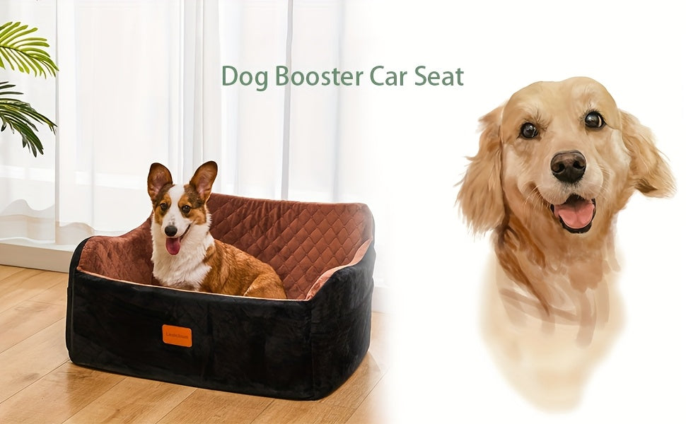 Siège auto pour chiens de taille moyenne à grande – Panier de voyage lavable en mousse à mémoire de forme pour animaux avec passage pour ceinture de sécurité, sangles réglables et installation en 3 points, Gris Noir Marron Tout Noir Noir Gris