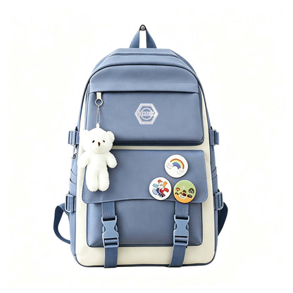 Ensemble de sac à dos scolaire pour fille 5 pièces, sac léger et mignon avec fourre-tout, trousse et porte-monnaie - Sac à dos étudiant durable pour l'école, la randonnée et un usage quotidien