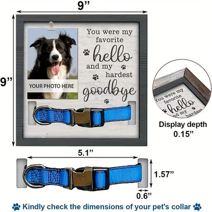 Cadre photo commémoratif en bois pour animal de compagnie avec support de collier – Cadeau de sympathie pour chien et chat « My Hardest Goodbye », cadre souvenir de 9x9 pouces pour le deuil d'un animal, 3 modèles disponibles