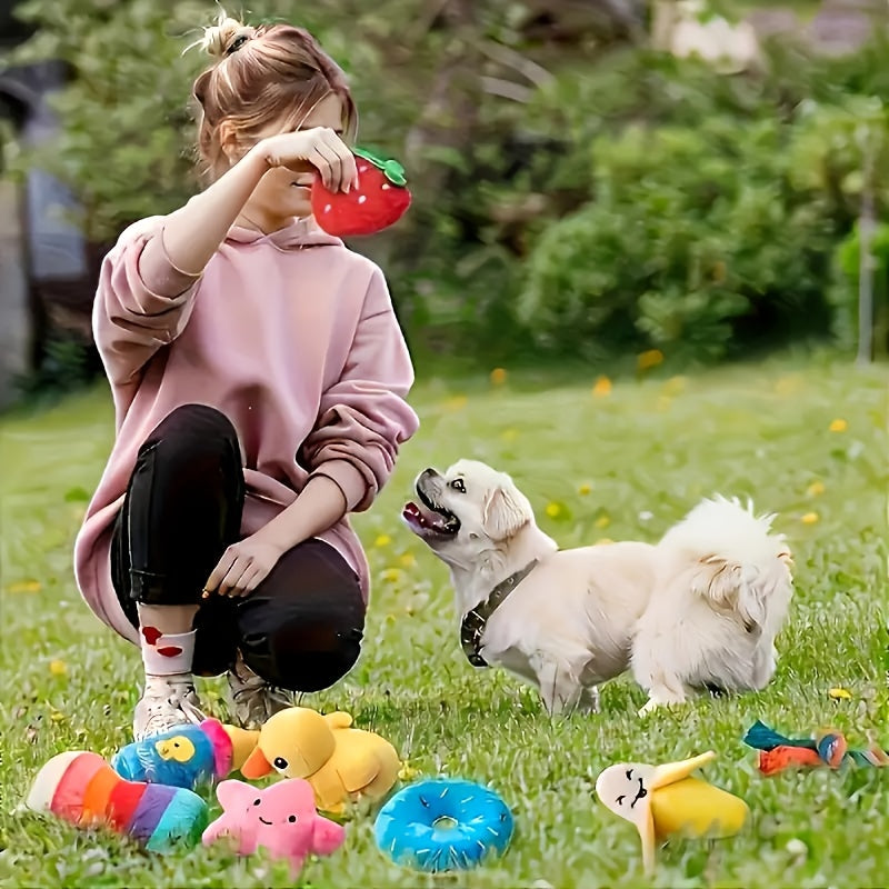 Lot de 5 petits jouets à mâcher en peluche pour chiens - Jouets dentaires pour chiots, styles et couleurs aléatoires, assortiment de jouets mignons