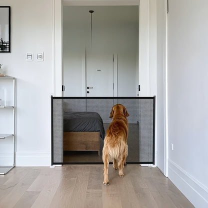 Barrière de sécurité pliable pour chiens et chats – Installation sans perçage, hauteur réglable, filet de protection, barrière légère et portable pour escaliers, portes et couloirs, usage intérieur