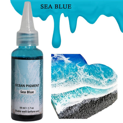 Kit de peinture pour résine effet vague océan, 3 couleurs : blanc, bleu océan et bleu profond, pigment à base d'huile haute concentration, teinture résistante à la décoloration pour créations artistiques en résine époxy, 50 ml chacune