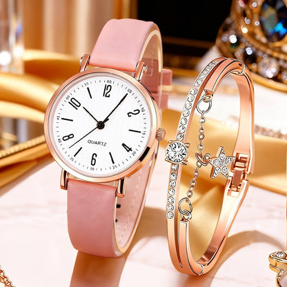 Coffret montre cœur orné de strass pour femme – 2 montres à quartz avec bracelet en similicuir, ensemble de montres-bracelets or rose et rose, idée cadeau pour la Saint-Valentin, les anniversaires et les fêtes
