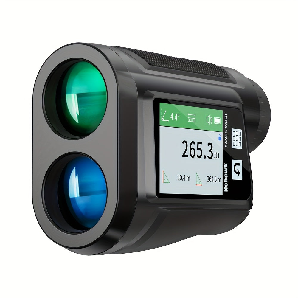 Télémètre laser Nohawk 1000 yards avec écran couleur latéral, rechargeable par USB, synthèse vocale en anglais, compensation de pente, alertes par vibration, 9 modes, unités M/Yard/Ft pour golf, chasse, disc golf, noir/blanc