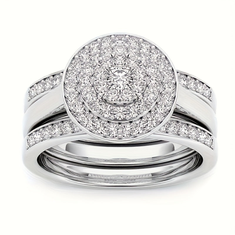 Ensemble de 9 bagues de mariage pour femme avec oxydes de zirconium taille princesse – Alliances empilables, cadeau de bijoux classique pour petite amie et épouse