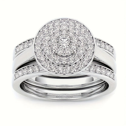 Ensemble de 9 bagues de mariage pour femme avec oxydes de zirconium taille princesse – Alliances empilables, cadeau de bijoux classique pour petite amie et épouse