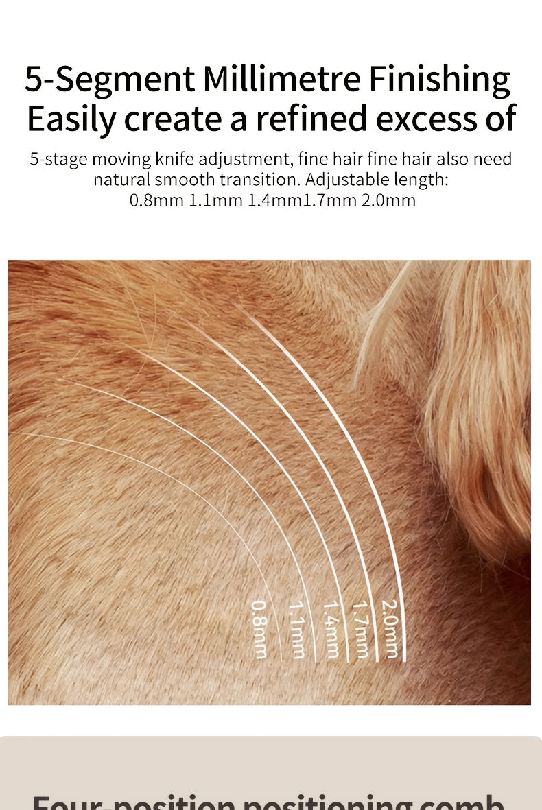 Tondeuse pour animaux sans fil rechargeable avec affichage LED - Tondeuse professionnelle sans fil pour poils de chien, têtes interchangeables, 4 guides de coupe, faible niveau sonore, charge USB 36V, pour chiens, chats et petits animaux