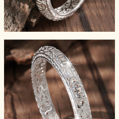 Bracelet jonc en argent pur S999 pour femme – Manchette fermée massive, bijou en argent fin de haute pureté, accessoire de mode élégant et brillant, cadeau idéal pour un anniversaire ou une fête.