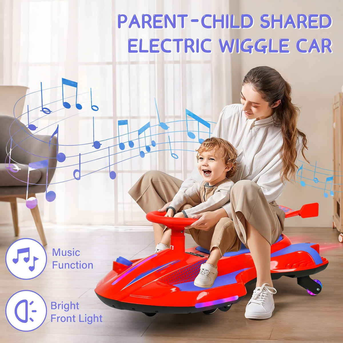 Voiture électrique à bascule 12V pour enfants - Jouet porteur 2-en-1 avec pédale, double vitesse, pulvérisation d'eau, lumières clignotantes, musique et conception anti-basculement | Garçons et filles de 3 ans et plus | Max 8 km/h