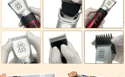 Tondeuse pour animaux sans fil rechargeable avec affichage LED - Tondeuse professionnelle sans fil pour poils de chien, têtes interchangeables, 4 guides de coupe, faible niveau sonore, charge USB 36V, pour chiens, chats et petits animaux