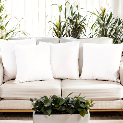 Garnitures de coussin carrées – Rembourrage en fibre neuve hypoallergénique, coussins blancs pour canapé, lit et terrasse, 14 à 20 pouces, lot de 1/2/4, idéal pour la chambre, le salon, le bureau et la décoration extérieure