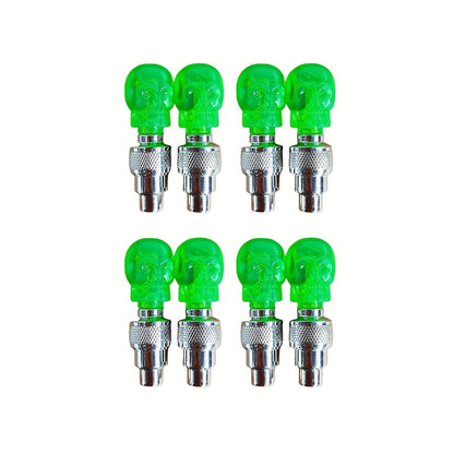 Bouchons de valve de pneu LED avec effet lumineux respirant et cheval au galop, 4/8/16 pièces, capuchons de valve de roue lumineux pour voiture, moto, vélo – Lumière de roue « Wind Fire », protection UV et antidéflagrante – Vert, rouge, bleu, squelette