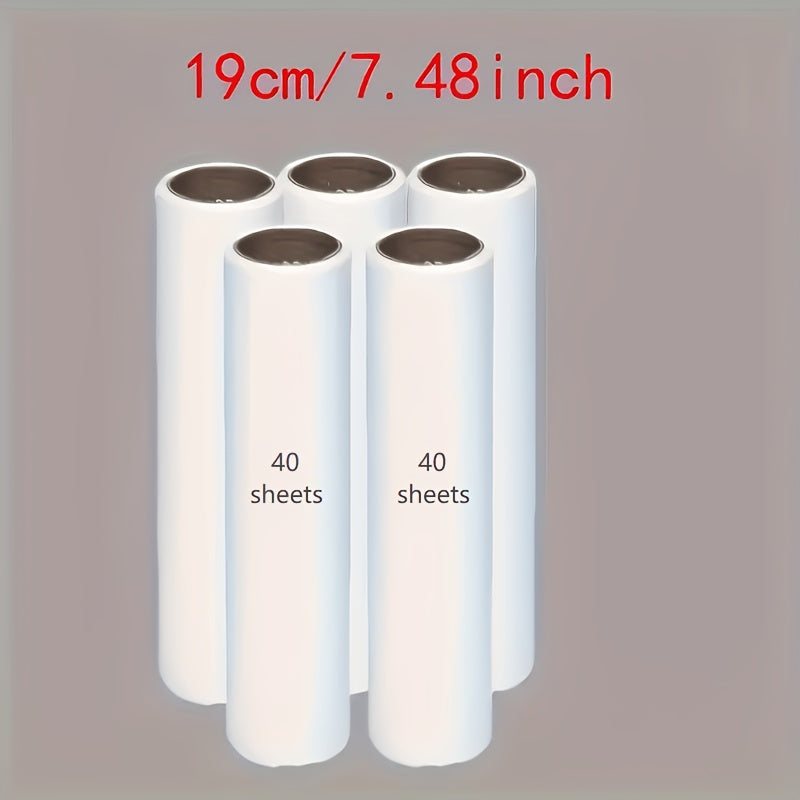Set de rouleaux anti-poils d'animaux portables avec 5 recharges extra-adhésives - Rouleau anti-peluches jetable pour poils de chien et chat sur tapis et vêtements - Rouleau de papier facile à remplacer (3 tailles au choix)