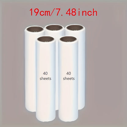 Set de rouleaux anti-poils d'animaux portables avec 5 recharges extra-adhésives - Rouleau anti-peluches jetable pour poils de chien et chat sur tapis et vêtements - Rouleau de papier facile à remplacer (3 tailles au choix)