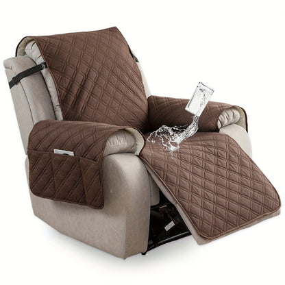 Housse de fauteuil inclinable imperméable avec poches latérales, sangles antidérapantes, tissu matelassé 4 couches, protection contre les animaux et les enfants, lavable en machine – 11 couleurs