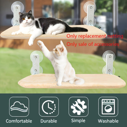 Hamac suspendu pour chat avec filet de rechange – Lit pour chat à montage mural ou au plafond, adhésif sans traces, sangles multicouches, espace de détente pliable, respirant et peu encombrant pour petits espaces, chats d'intérieur et chatons