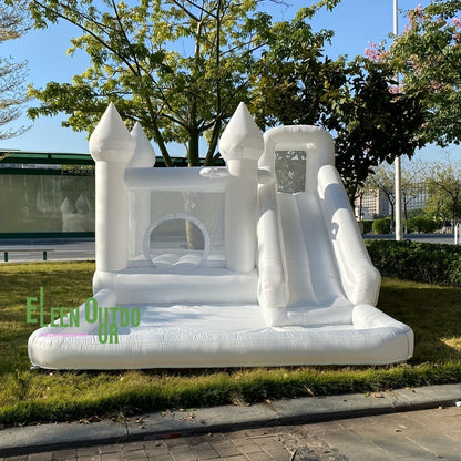 Bounce House with Blower for Kids 13x10x8 Ft – White Inflatable Bouncy Castle for Backyard, Ball Pool, Parties & Weddings, Oxford Cloth, Mesh Walls, 2-Min Setup, 200 LBS Capacity