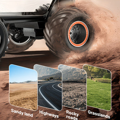 Camion monstre télécommandé échelle 1:12, 2,4 GHz, 4 roues motrices, véhicule tout-terrain avec lumières LED, effets sonores réalistes et poignée ergonomique pour enfants et adultes
