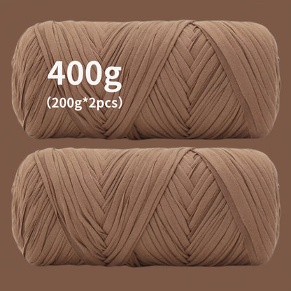 Fil de coton pour t-shirt 400 g (2 x 200 g) mélange de coton épais en 49 couleurs – Fil épais et doux pour paniers au crochet, sacs, tapis, projets de macramé et tricot – Fil de loisirs créatifs idéal pour les débutants