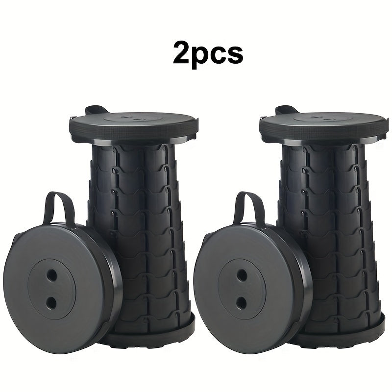Lot de 2 tabourets pliants escamotables, portables et légers, capacité de 180 kg - Siège rétractable pour camping, pêche, randonnée, cuisine, barbecue, intérieur et extérieur