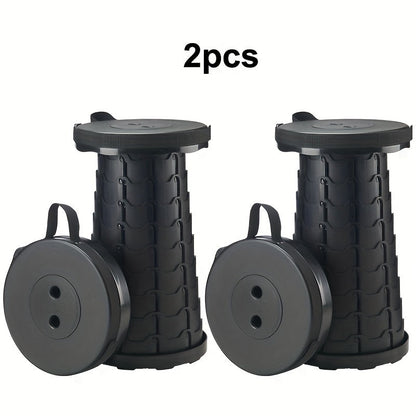 Lot de 2 tabourets pliants escamotables, portables et légers, capacité de 180 kg - Siège rétractable pour camping, pêche, randonnée, cuisine, barbecue, intérieur et extérieur