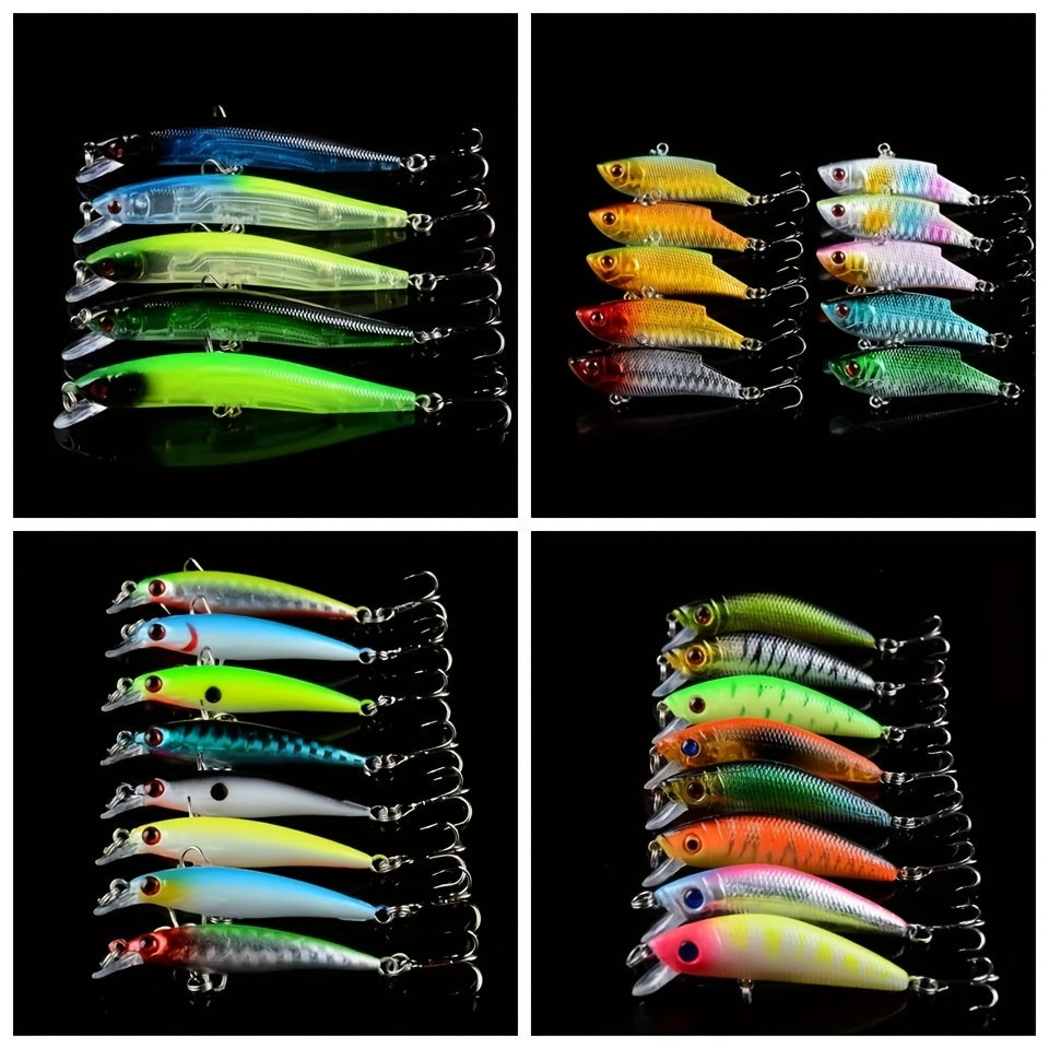 Lot de 5 leurres de pêche – Minnow bionique dur, nage réaliste, eau douce et eau de mer, leurres artificiels aux couleurs aléatoires