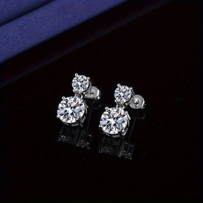 Boucles d'oreilles clous en mo issanite de 5 carats pour femme – Boucles d'oreilles pendantes en argent sterling 925, bijou de luxe brillant, cadeau idéal pour Noël, la Saint-Valentin et les occasions spéciales