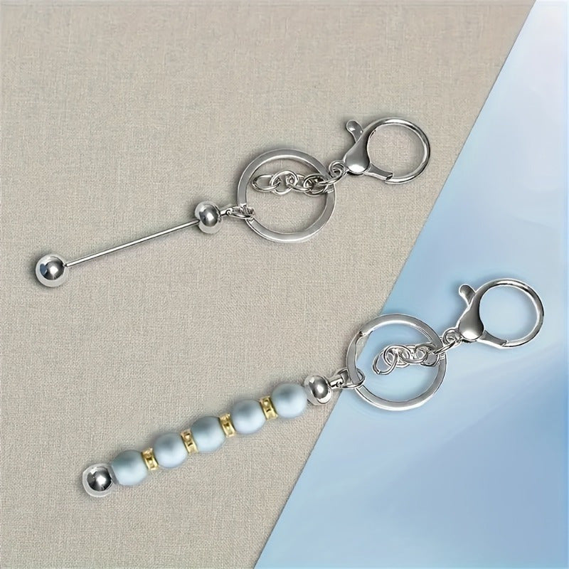 Kit de porte-clés à perler en acier inoxydable – 12 et 24 pièces, pendentifs en métal avec breloques pour loisirs créatifs, cadeaux de Noël et d'Halloween, doré, argenté et or rose
