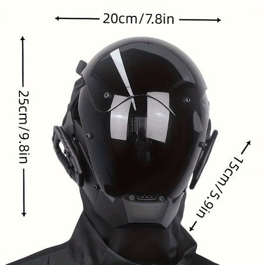 Masque Diablo futuriste de science-fiction cyberpunk avec cornes, accessoire de cosplay premium, accessoire de bar, de club et de soirée rave, accessoire photo, cadeau, objet de collection