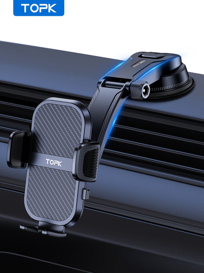 Support de téléphone pour voiture à fixation adhésive puissante, rotatif à 360° réglable verticalement et horizontalement, adhésifs de rechange inclus, compatibilité universelle pour iPhone 15 14 Samsung Galaxy Android, noir