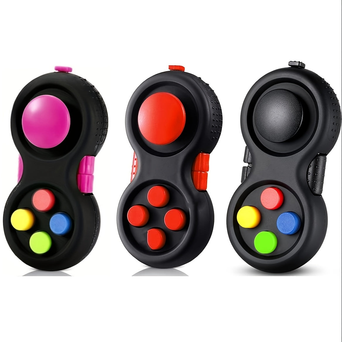 Lot de 3 manettes anti-stress - Manette rétro avec 8 fonctions de manipulation, jouet anti-stress et anti-anxiété pour enfants, adolescents et adultes, outil sensoriel TDAH, activité sans écran, choix de couleurs multiples