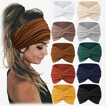 Lot de 10 élastiques à cheveux bohèmes pour femme – Bandeaux élastiques antidérapants et respirants pour la course, le yoga, le sport et le maquillage, accessoires pour cheveux bohèmes confortables, cadeau d'anniversaire et de vacances