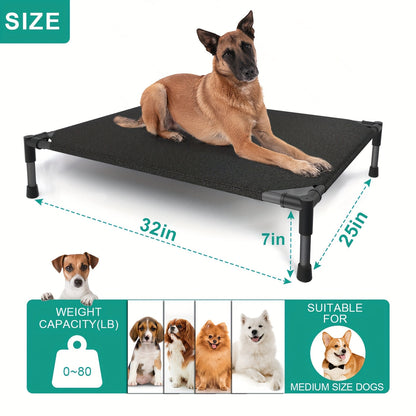 Lit surélevé rafraîchissant pour chien et panier extérieur - Lit pour animal de compagnie avec filet respirant lavable, montage sans outil, pieds antidérapants pour chiens de grande, moyenne et petite taille, usage intérieur et extérieur