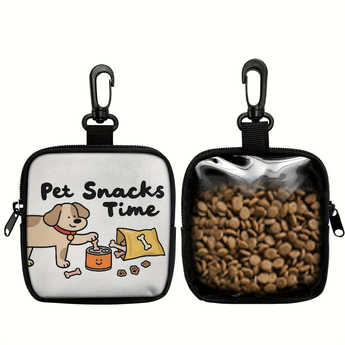 Sac de dressage pour chien avec crochet et fermeture éclair – Pochette de dressage à motif pattes avec distributeur de sacs à crottes, sac de promenade pour l'éducation des chiots pour une utilisation en extérieur