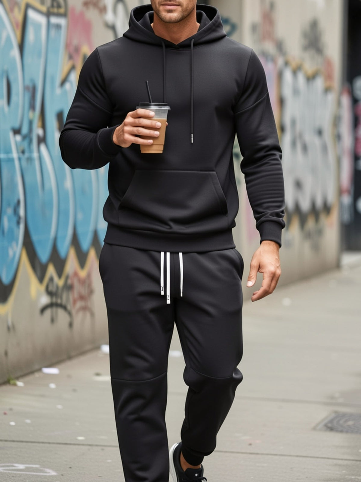 Ensemble de survêtement pour homme, lot de 6 pièces, sweat à capuche décontracté à manches longues avec cordon de serrage, pantalon de jogging, tissu tricoté, noir, rouge, gris, couleur unie, tenue de sport, coupe régulière, tenue d'entraînement.