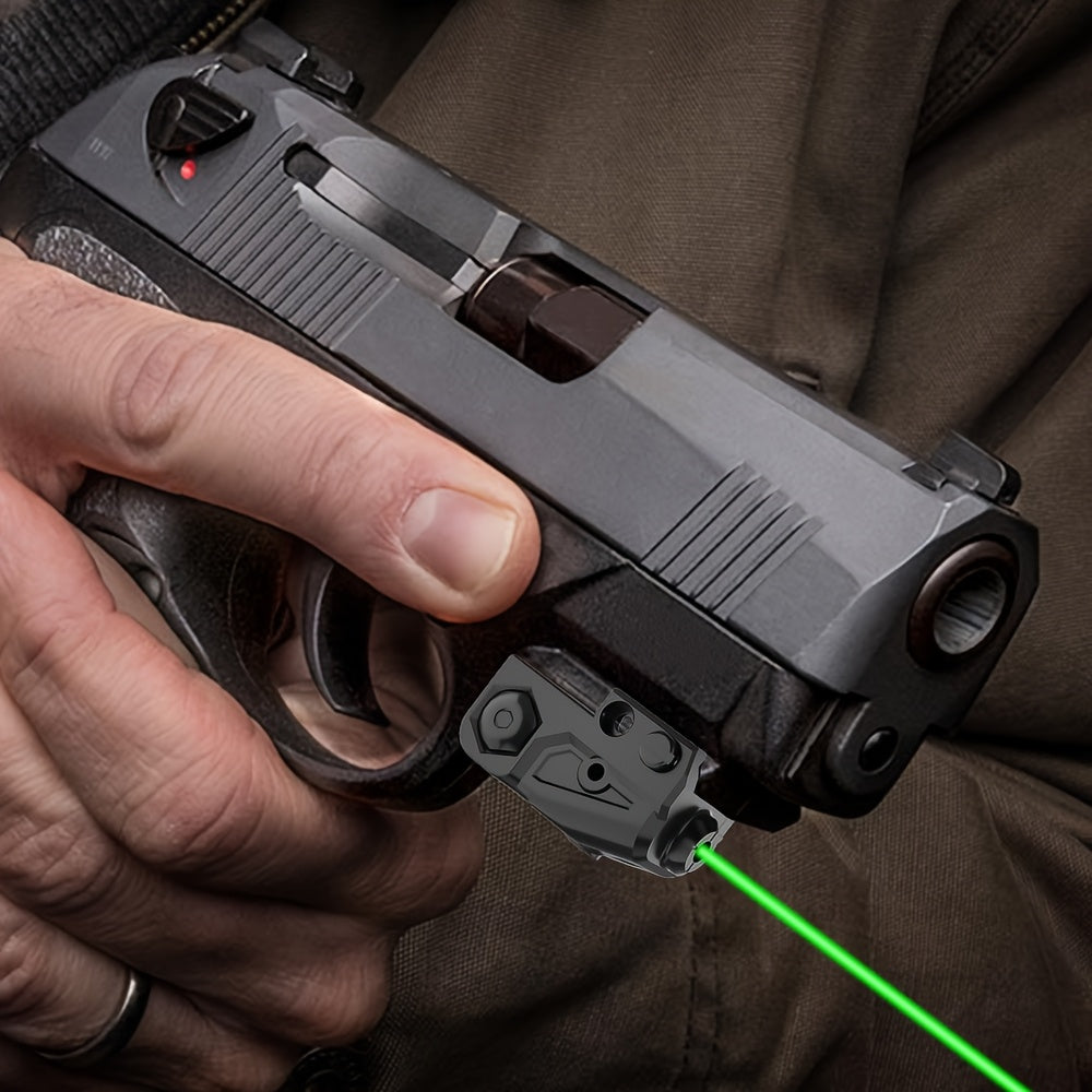 Viseur laser rechargeable USB-C pour rail Picatinny – Combo viseur point laser vert et rouge avec lampe torche tactique, résistant aux vibrations, réglage rapide, pour pistolets, fusils, chasse et compétition