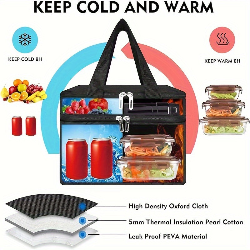 Sac à déjeuner isotherme en tissu Oxford – Sac thermique portable pour le travail, l'école et les pique-niques – Sac à lunch polyvalent pour collations, plats à emporter et préparation de repas – Étanche et réutilisable, 4 couleurs