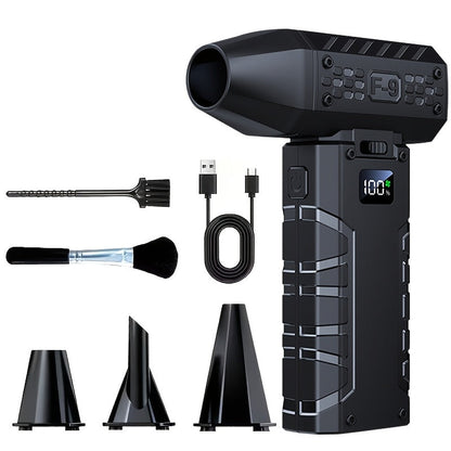 Souffleur turbo 130 000 tr/min avec charge rapide USB-C, affichage intelligent et éclairage LED – 100 réglages de vitesse pour le nettoyage de voiture, le dépoussiérage, le soufflage de feuilles, le barbecue et le refroidissement – Noir et orange