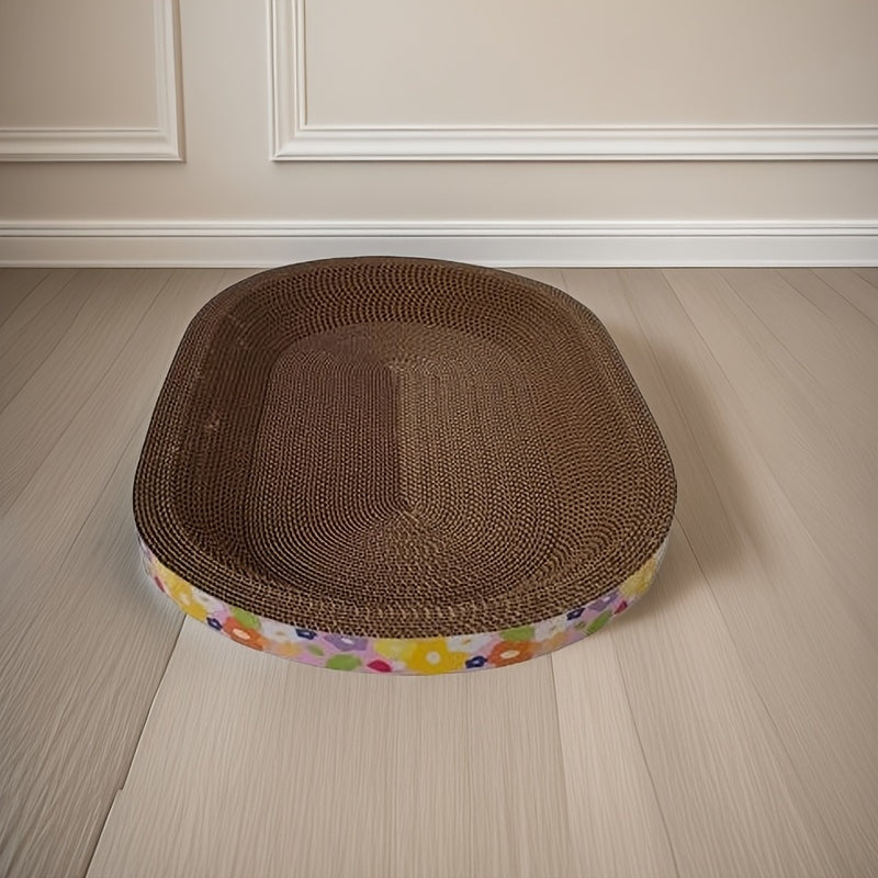 Griffoir et salon pour chat en forme de nid – Jouet à gratter ovale en carton avec design de bol de repos confortable, 60 × 40 cm, nid à gratter durable pour chats et chatons d'intérieur