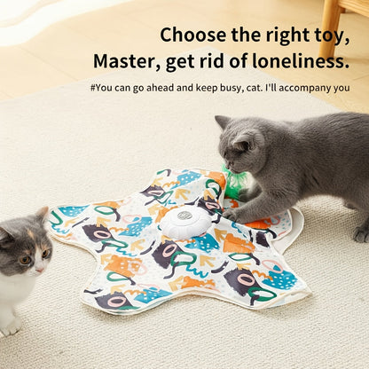 Jouet électrique pour chat à plateau tournant avec papillon en mouvement – Jeu interactif intelligent avec démarrage/arrêt automatique pour soulager l'ennui des chats d'intérieur, exercice stimulant, cadeau de Noël idéal pour les amoureux des chats