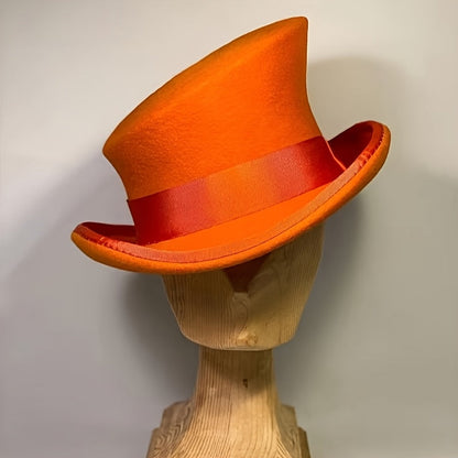 Chapeau Fedora en feutre 100 % laine avec ruban pour femmes et hommes – Haut-de-forme asymétrique ajustable pour église, fêtes et mariages, couvre-chef élégant disponible en 10 couleurs, cadeau de Noël idéal